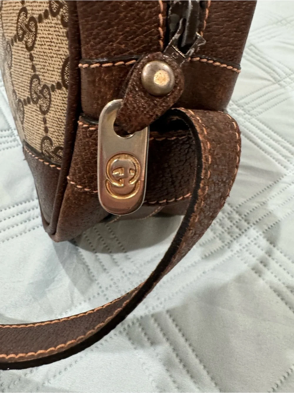 Gucci Brown GG Supreme Canvas Crossbody with Leather Trim - Picture 7 of 8